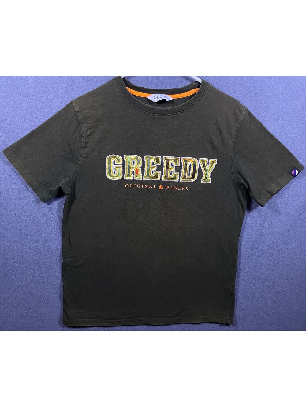 Original Fables GREEDY Green Orange "Whose World Is This" Shirt Men M Streetwear